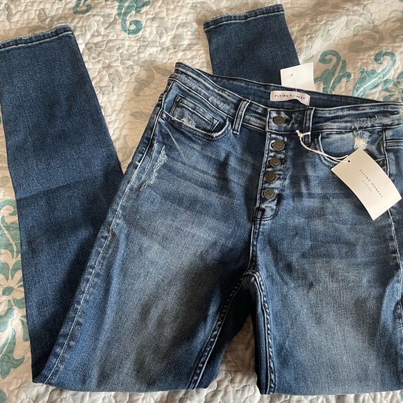 Flying Monkey High-rise Button Skinny Jeans; NWT; size 29 - Picture 1 of 11